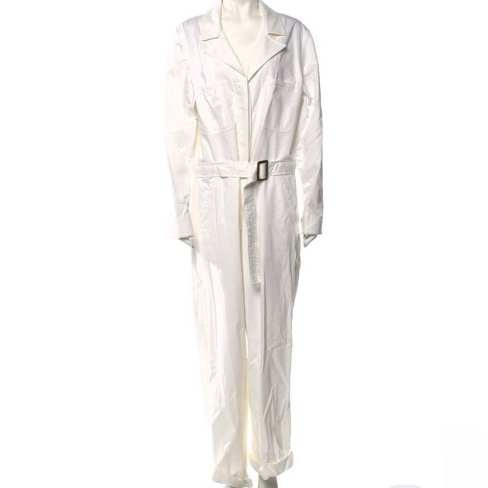 NWT Nili Lotan White Utility Tie-Waist Jumpsuit